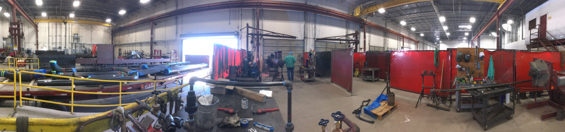 A panoramic view of the Brandt Fab Shop